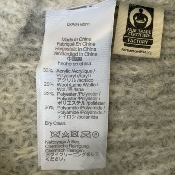 MADEWELL Wool-Blend Wedge Sweater Cozy Cropped Oversized Boho Light Gray Crew XS - Picture 8 of 11